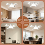 新款E27螺口无人机风扇新型遥控一体吊扇4头三色