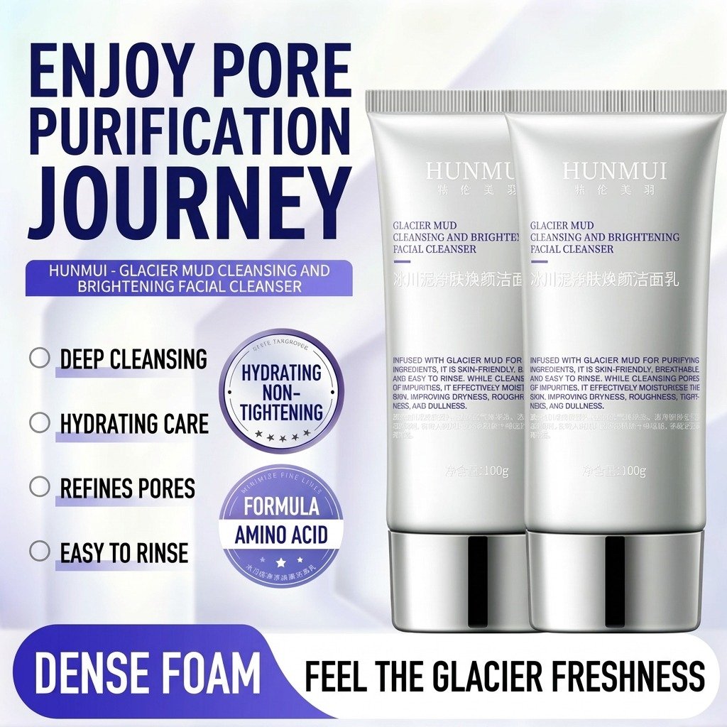 韩伦美羽冰川泥净肤焕颜洁面乳（100g）